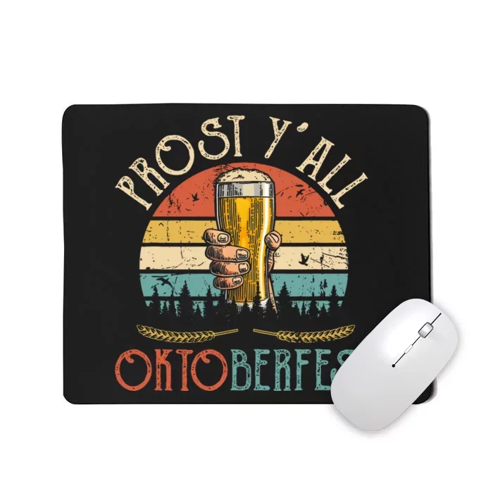 Prost Y All Oktoberfest Vintage Drinking Beer Team Mousepad