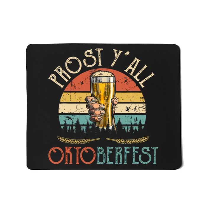 Prost Y All Oktoberfest Vintage Drinking Beer Team Mousepad