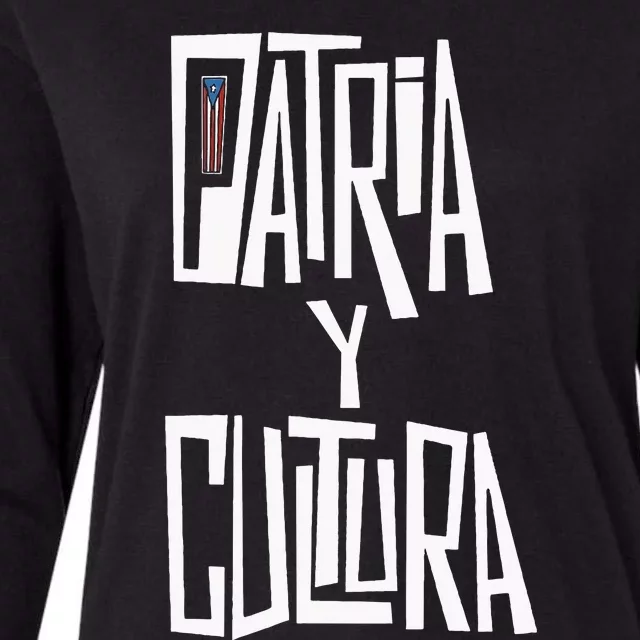 Patria Y Cultura Puerto Rico Black Womens Cotton Relaxed Long Sleeve T-Shirt