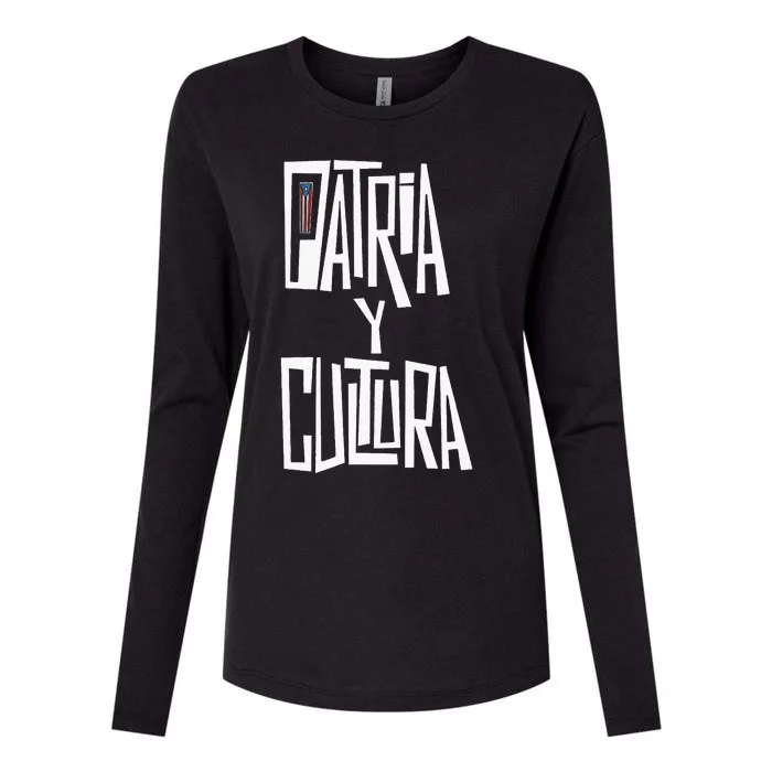 Patria Y Cultura Puerto Rico Black Womens Cotton Relaxed Long Sleeve T-Shirt