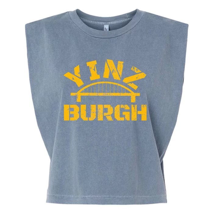 Pittsburgh Yinz Funny Bridge Pennsylvania 412 Steel City Garment-Dyed Women's Muscle Tee