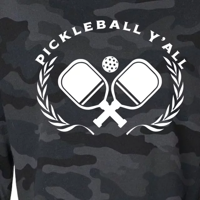 PICKLEBALL Y'ALL Funny Paddle Ball Pickle Meme Cropped Pullover Crew