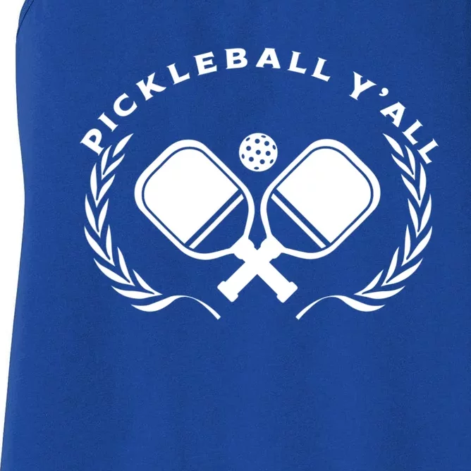 PICKLEBALL Y'ALL Funny Paddle Ball Pickle Meme Women's Racerback Tank