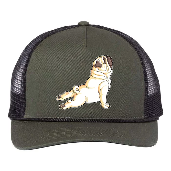 Pug Yoga Fitness Workout Gym Dog Lovers Puppy Athletic Pose Retro Rope Trucker Hat Cap