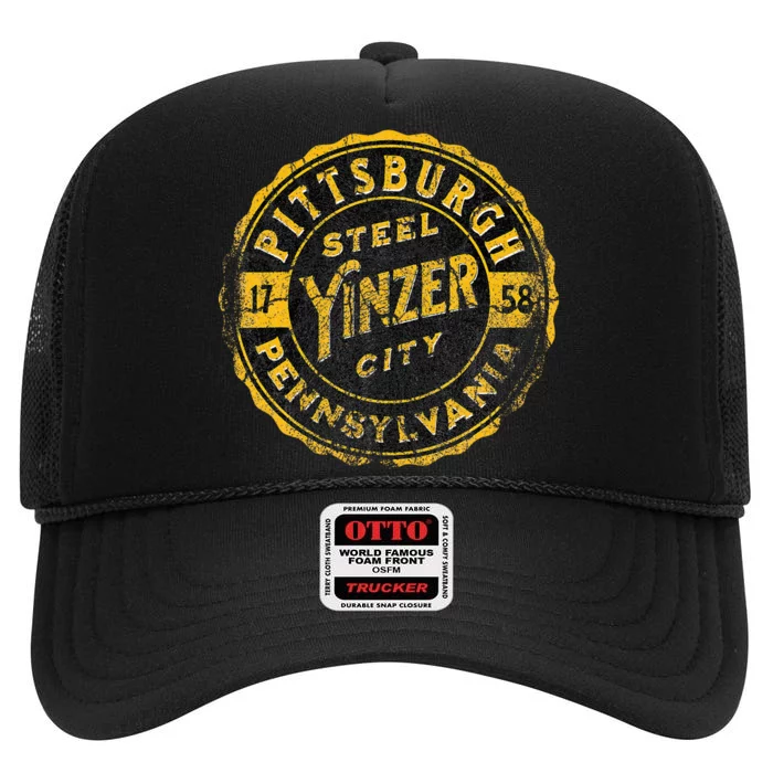 Pittsburgh Yinz Funny Yinzer Steel City 412 Pennsylvania High Crown Mesh Trucker Hat