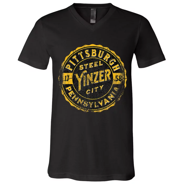 Pittsburgh Yinz Funny Yinzer Steel City 412 Pennsylvania V-Neck T-Shirt