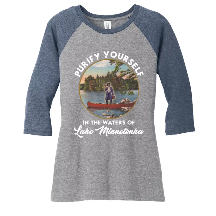 Purify Yourself In The Waters Of Lake Minnetonka Vintage Women's Tri-Blend 3/4-Sleeve Raglan Shirt