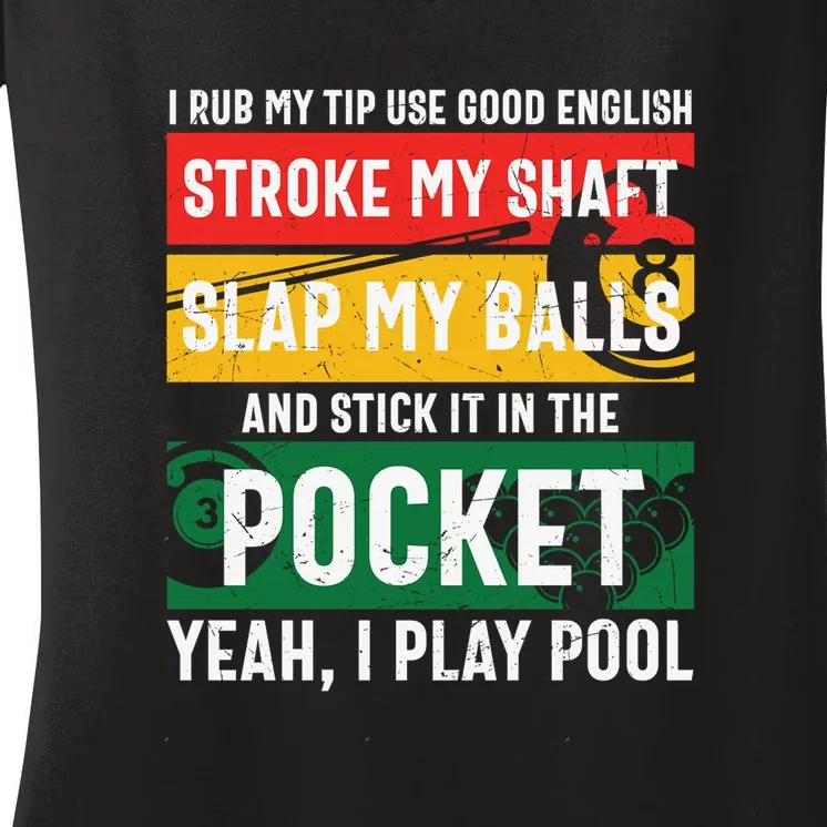 Pocket Yeah, I Play Pool Billiards Dad Gift For Father’s Day Women's V-Neck T-Shirt