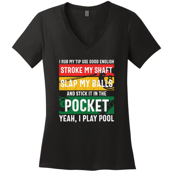 Pocket Yeah, I Play Pool Billiards Dad Gift For Father’s Day Women's V-Neck T-Shirt