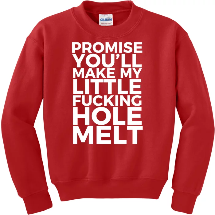 Promise Youll Make My Little Fucking Hole Melt Kids Sweatshirt