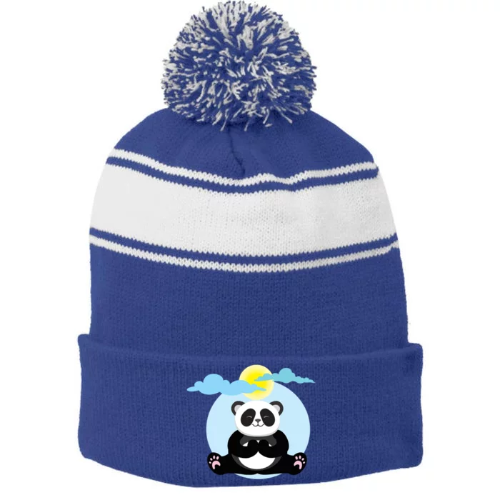 Panda Yoga Meditation Namaste Gift Stripe Pom Pom Beanie