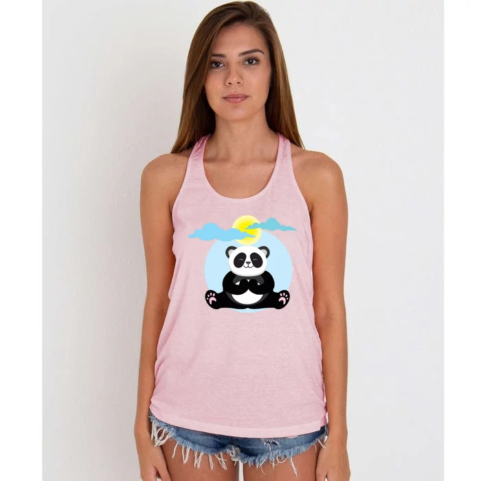 Panda Yoga Meditation Namaste Gift Women's Knotted Racerback Tank