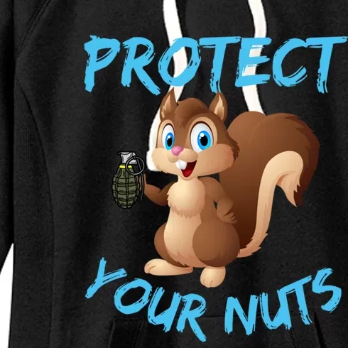 Protect Your Nuts Squirrel Inappropriate Adult Humor Gift Women's Fleece Hoodie