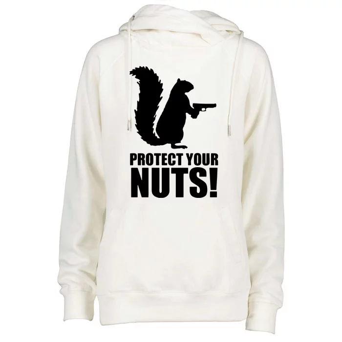 Protect Your Nuts Squirrel Womens Funnel Neck Pullover Hood