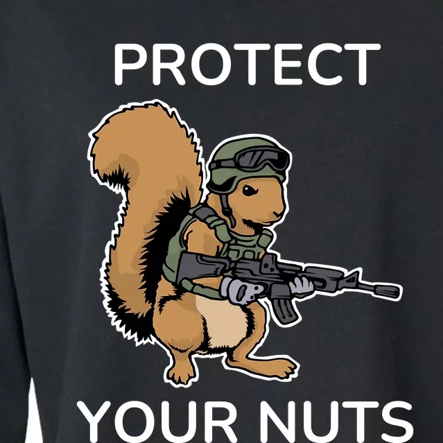 Protect Your Nuts Funny Squirrel Lover Cropped Pullover Crew