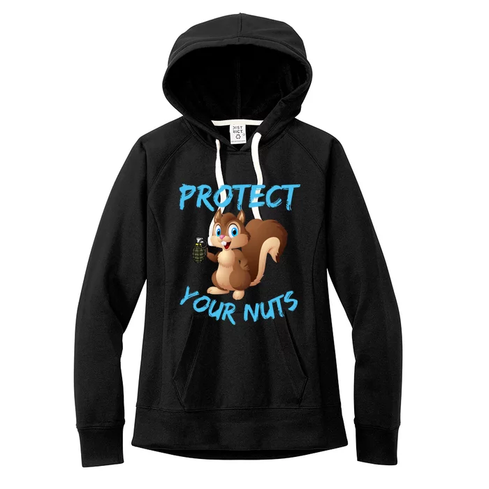 Protect Your Nuts Squirrel Inappropriate Adult Humor Gift Women's Fleece Hoodie