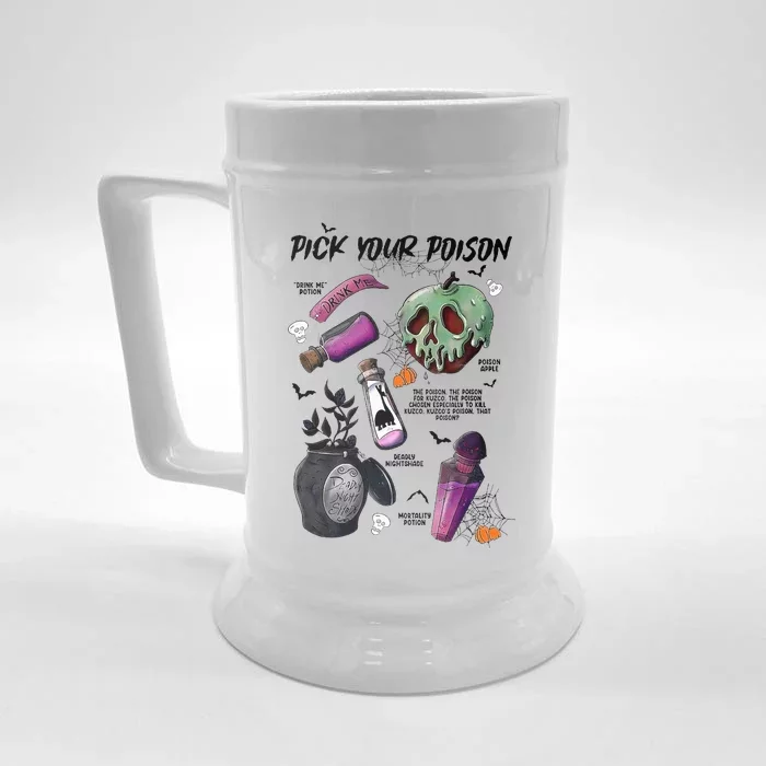 Pick Your P.O.I.S.O.N Drink Me Potion Halloween Front & Back Beer Stein