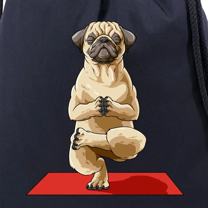 Pug Yoga Pose Dog Meditation Pug Lovers Owners Gift Cute Gift Drawstring Bag