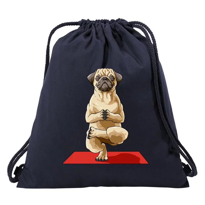 Pug Yoga Pose Dog Meditation Pug Lovers Owners Gift Cute Gift Drawstring Bag