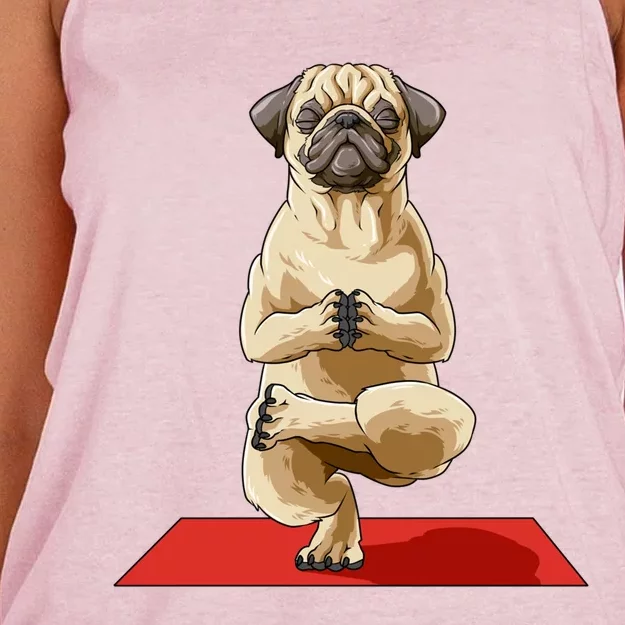 Pug Yoga Pose Dog Meditation Pug Lovers Owners Gift Cute Gift Women's Knotted Racerback Tank