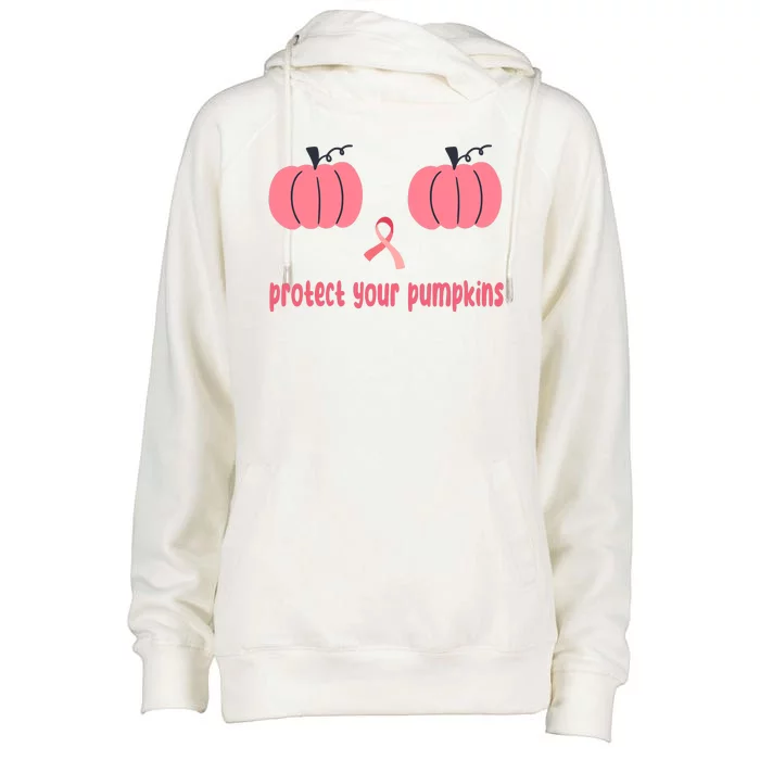 Protect Your Pumpkins Breast Cancer Awareness Womens Funnel Neck Pullover Hood