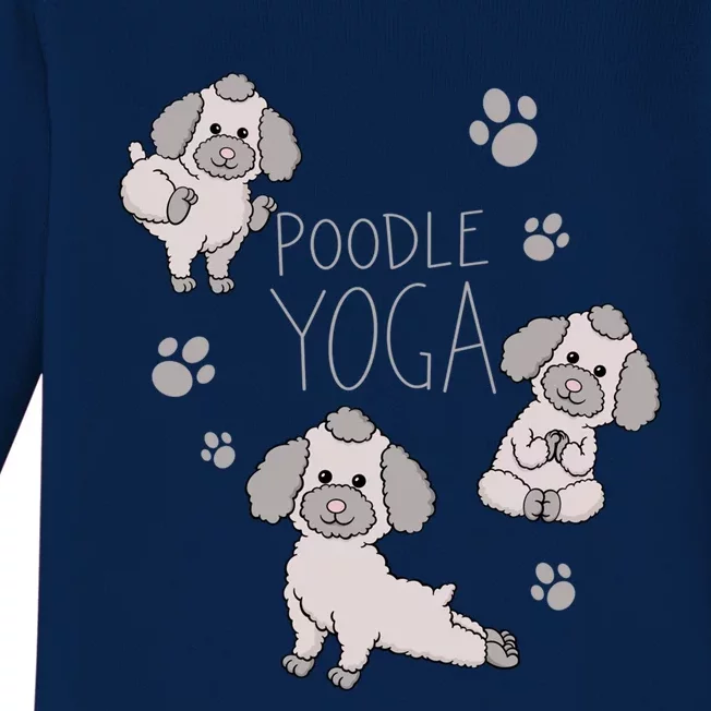 Poodle Yoga Poses Positions Dog Holder Animal Lovers Gift Baby Long Sleeve Bodysuit