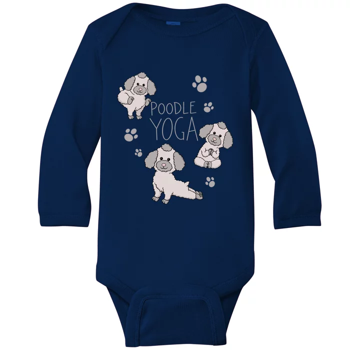 Poodle Yoga Poses Positions Dog Holder Animal Lovers Gift Baby Long Sleeve Bodysuit