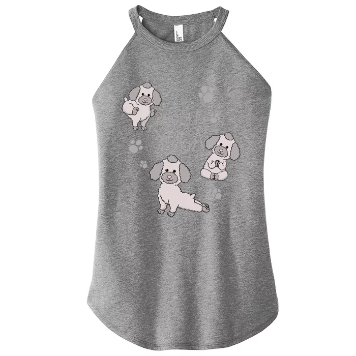 Poodle Yoga Poses Positions Dog Holder Animal Lovers Gift Women’s Perfect Tri Rocker Tank