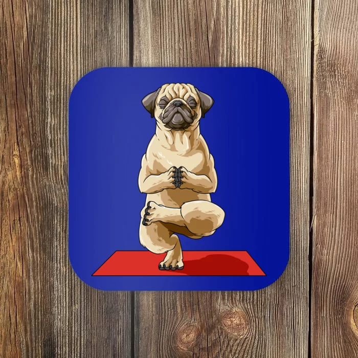 Pug Yoga Pose Dog Meditation Pug Lovers Owners Gift Cute Gift Coaster