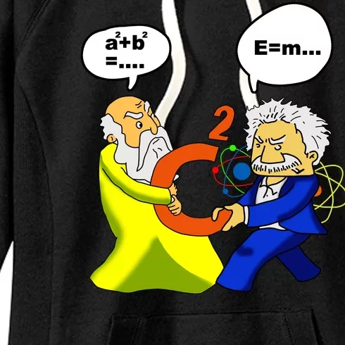 Pythagoras vs Einstein Funny Math Science Women's Fleece Hoodie