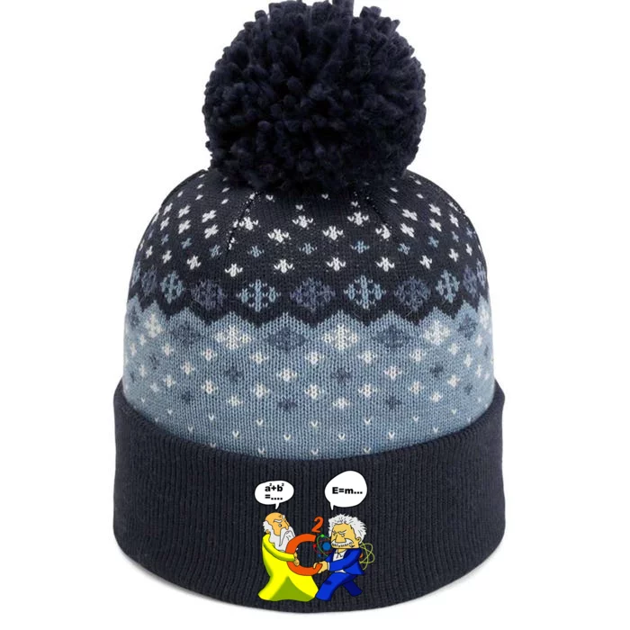 Pythagoras vs Einstein Funny Math Science The Baniff Cuffed Pom Beanie