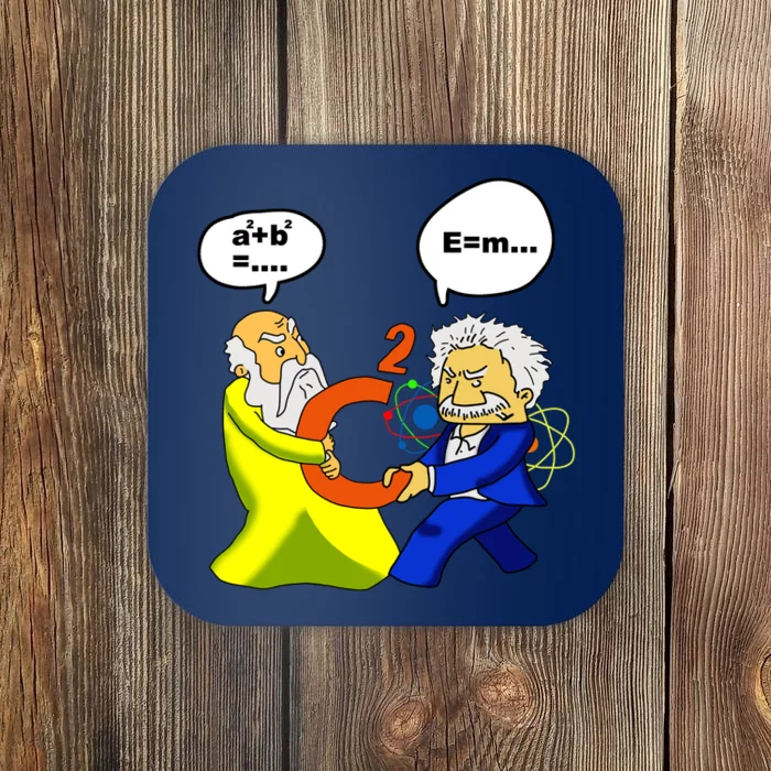 Pythagoras vs Einstein Funny Math Science Coaster