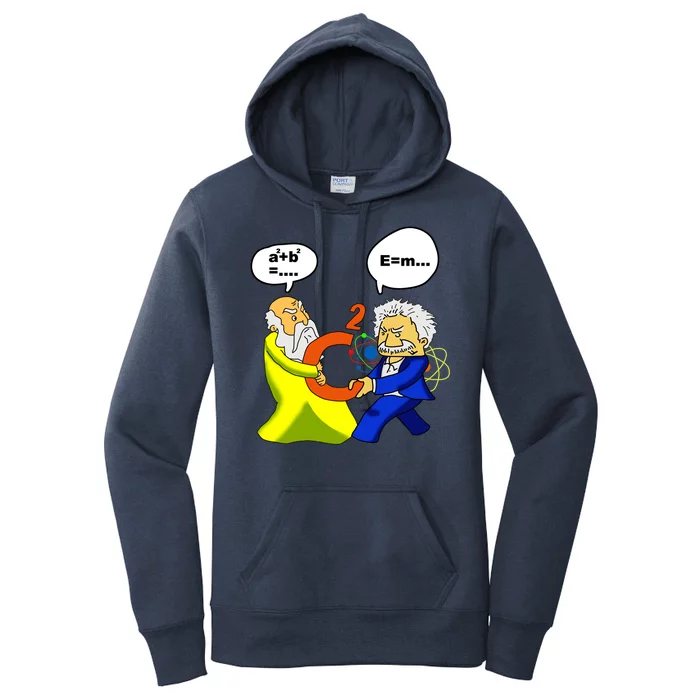 Pythagoras vs Einstein Funny Math Science Women's Pullover Hoodie