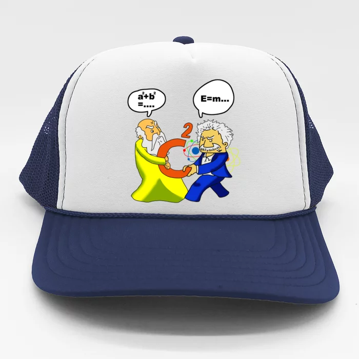 Pythagoras vs Einstein Funny Math Science Trucker Hat