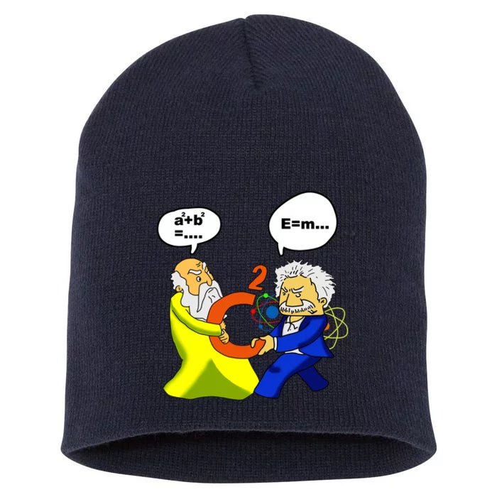 Pythagoras vs Einstein Funny Math Science Short Acrylic Beanie