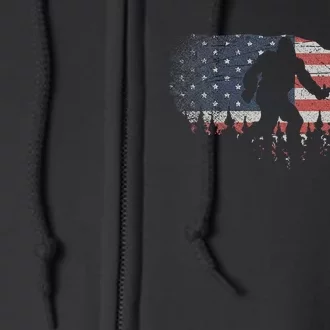 Patriotic Yeti Us Flag Sasquatch Cryptozoology Gift Bigfoot Full Zip Hoodie