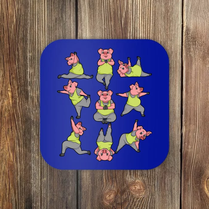 Pig Yoga Workout Cute Stretching Piglet Funny Gym Fan Gift Coaster