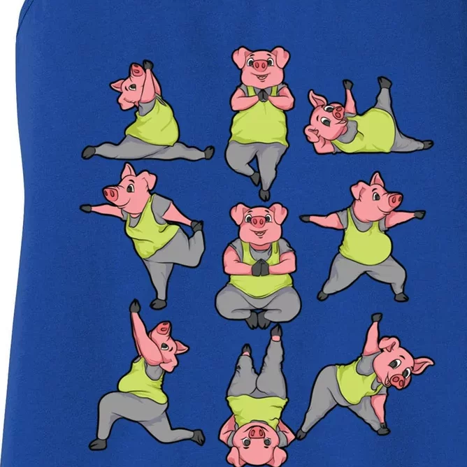 Pig Yoga Workout Cute Stretching Piglet Funny Gym Fan Gift Women's Racerback Tank