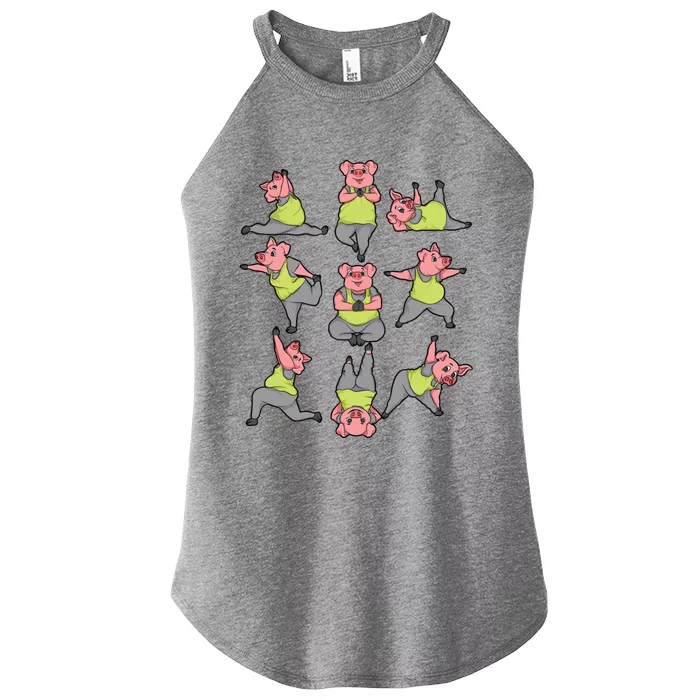 Pig Yoga Workout Cute Stretching Piglet Funny Gym Fan Gift Women’s Perfect Tri Rocker Tank