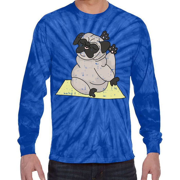 Pug Yoga Workout Kawaii Cartoon Cute Animal Dog Lover Gift Funny Gift Tie-Dye Long Sleeve Shirt