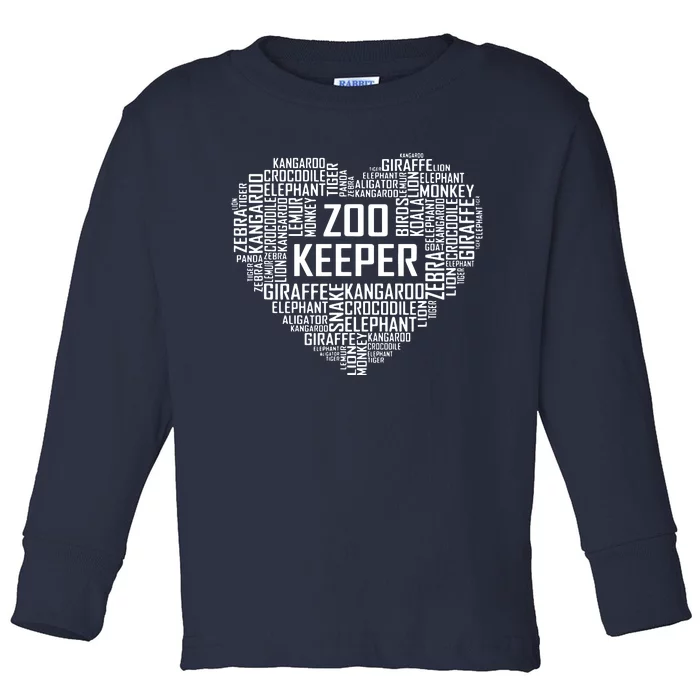 Proud Zoo Keeper Heart Gifts Zookeeper Animal Job Gift Toddler Long Sleeve Shirt