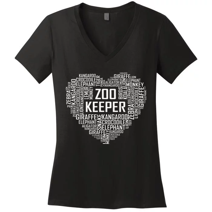 Proud Zoo Keeper Heart Gifts Zookeeper Animal Job Gift Women's V-Neck T-Shirt