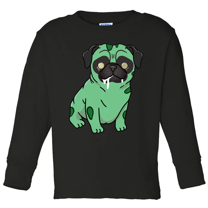 Pug Zombie Pug Halloween Toddler Long Sleeve Shirt