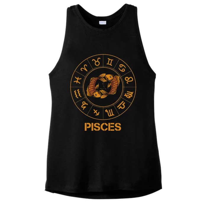 Pisces Zodiac Sign Ladies Tri-Blend Wicking Tank