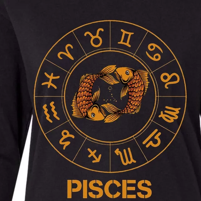 Pisces Zodiac Sign Womens Cotton Relaxed Long Sleeve T-Shirt