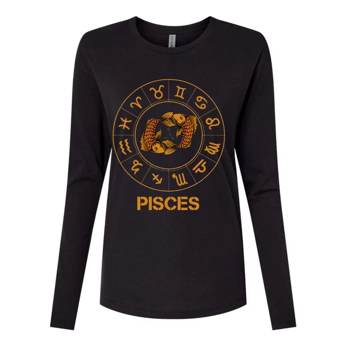 Pisces Zodiac Sign Womens Cotton Relaxed Long Sleeve T-Shirt