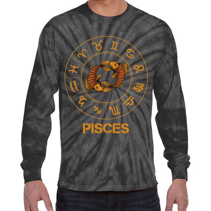 Pisces Zodiac Sign Tie-Dye Long Sleeve Shirt