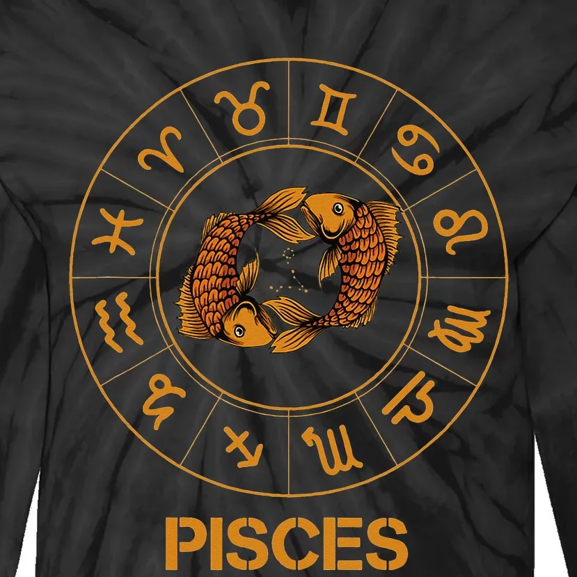 Pisces Zodiac Sign Tie-Dye Long Sleeve Shirt