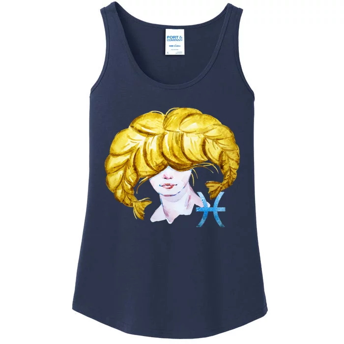 Pisces Zodiac Sign Watercolor Illustration Ladies Essential Tank