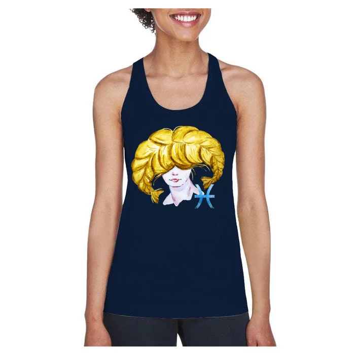 Pisces Zodiac Sign Watercolor Illustration Women's Racerback Tank